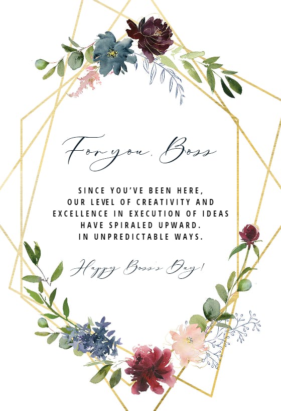 Geometric floral - boss day card