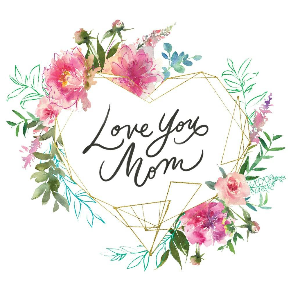 Geometric floral heart - tarjeta del día de la madre