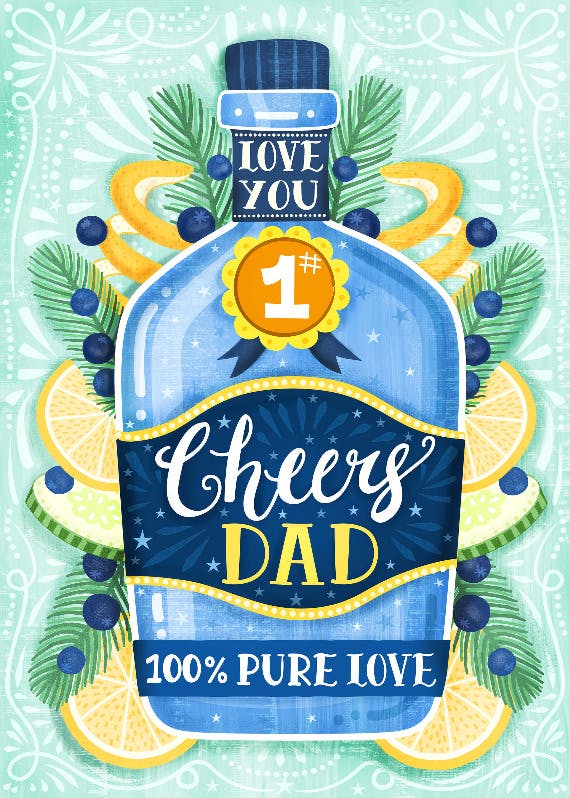Gin & pure love -  tarjeta del día del padre