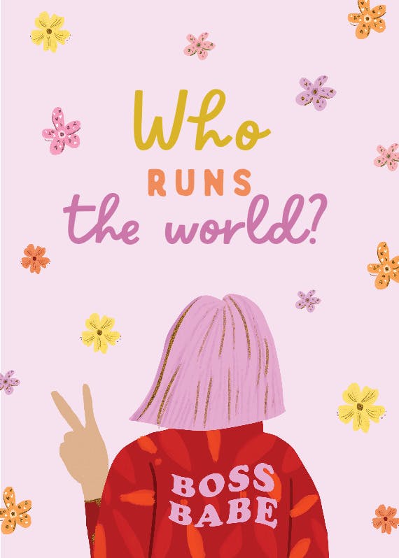 Girls run the world -  tarjeta para el día del jefe
