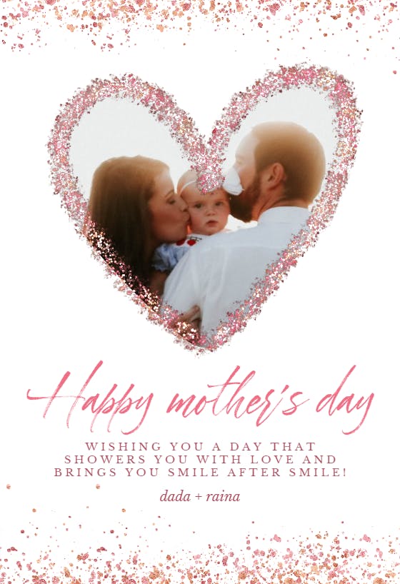 Glitter hearts - mother's day card