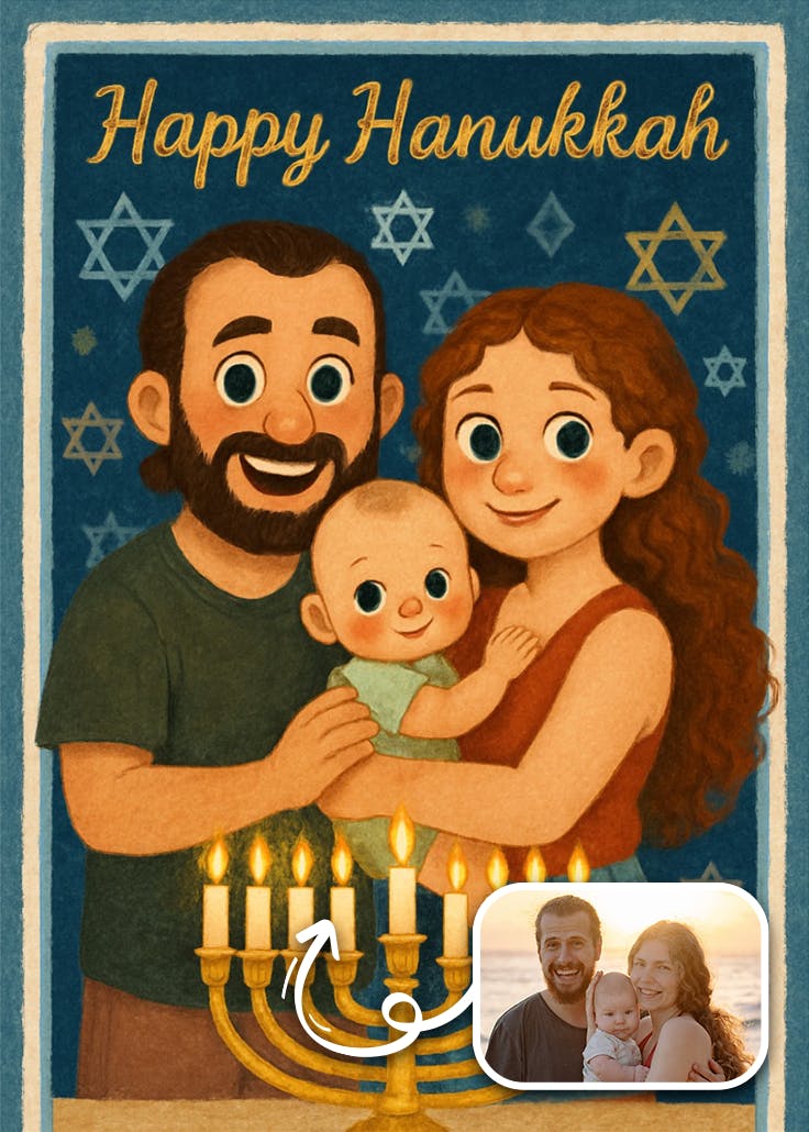 Glowing manorah - holidays card