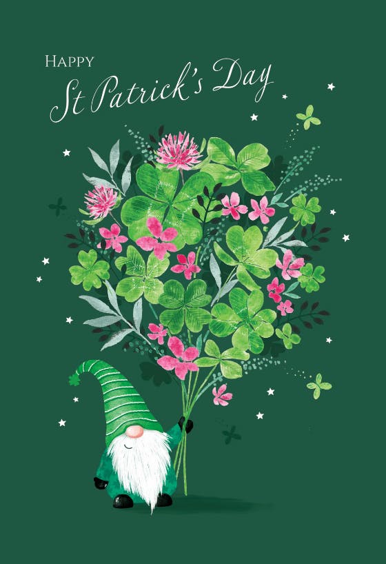 Gnome bouquet - st. patrick's day card