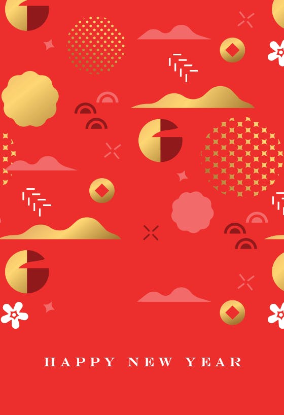 Gold and red asian minimalist -  free lunar new year card