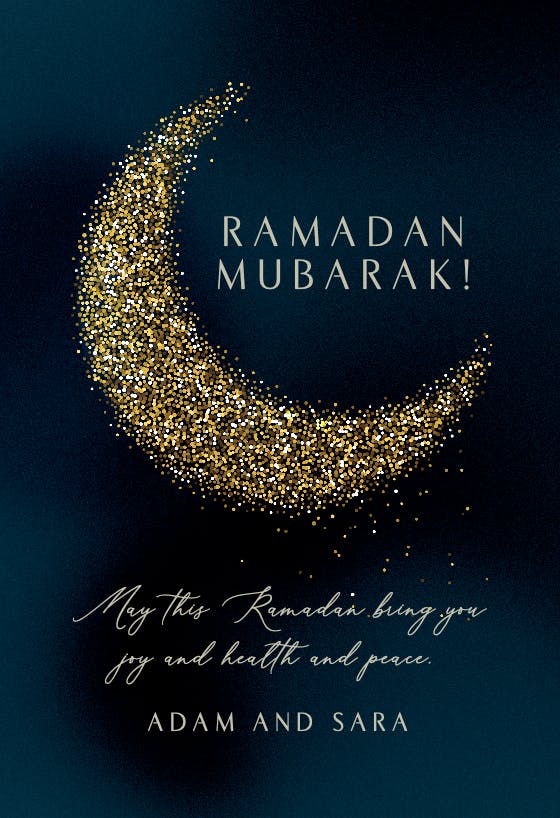 Gold crescent moon - ramadan card