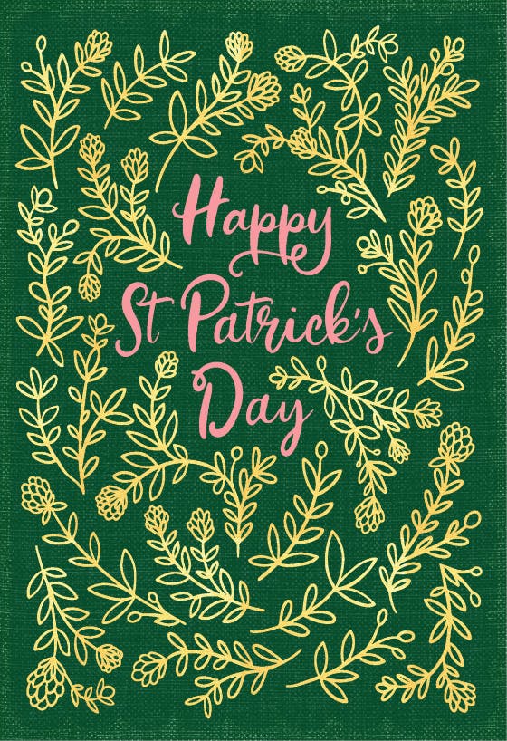 Gold lucky flowers - st. patrick's day card