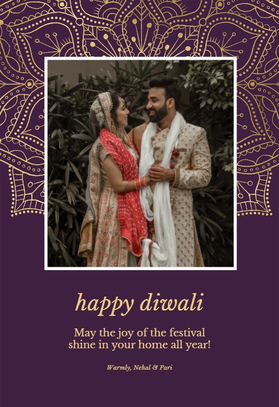 Gold mandalas celebration - diwali card