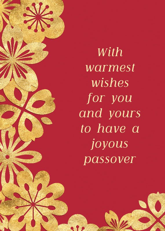 Golden flowers -  tarjeta de la pascua judía