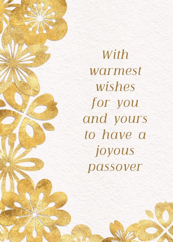 Golden flowers -  tarjeta de la pascua judía