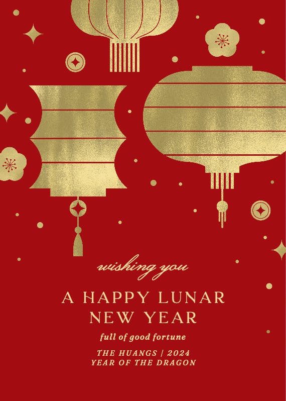Golden lanterns -  tarjeta para el año nuevo chino