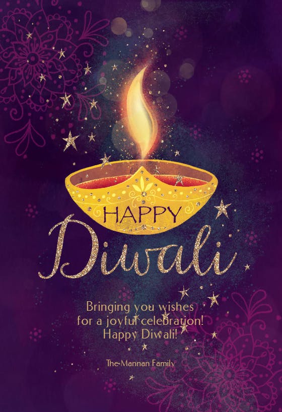 Golden light for diwali - diwali card