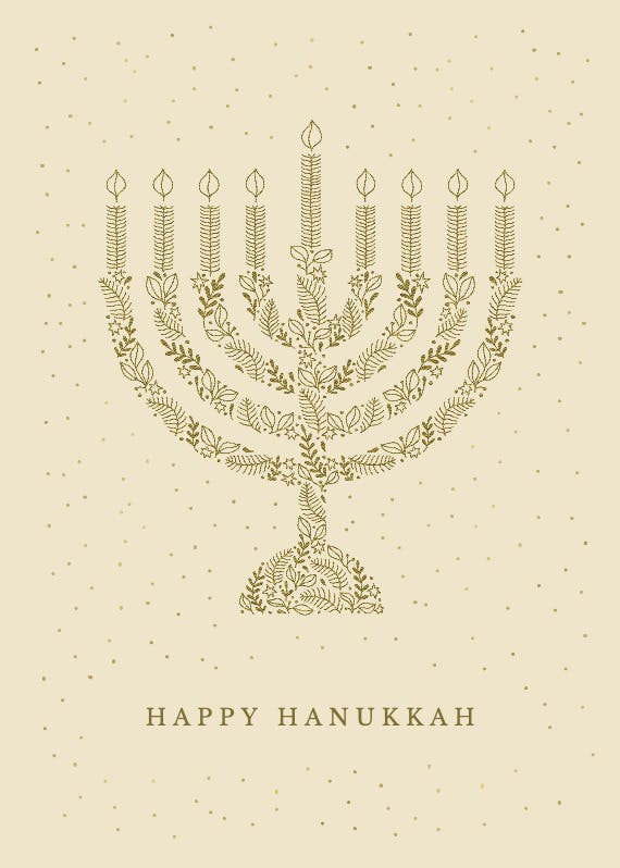Golden menorah - hanukkah card