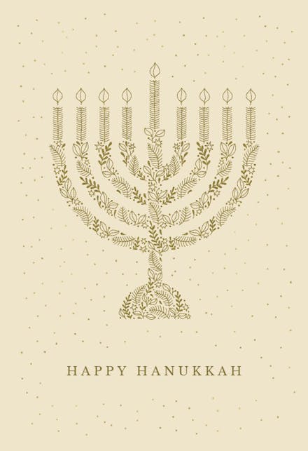 Golden Menorah - Tarjeta de Hannukah