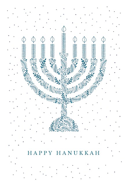 Golden Menorah - Hanukkah Card