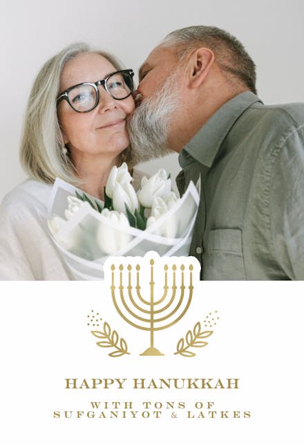 Golden Menorah photo - Tarjeta de Hannukah