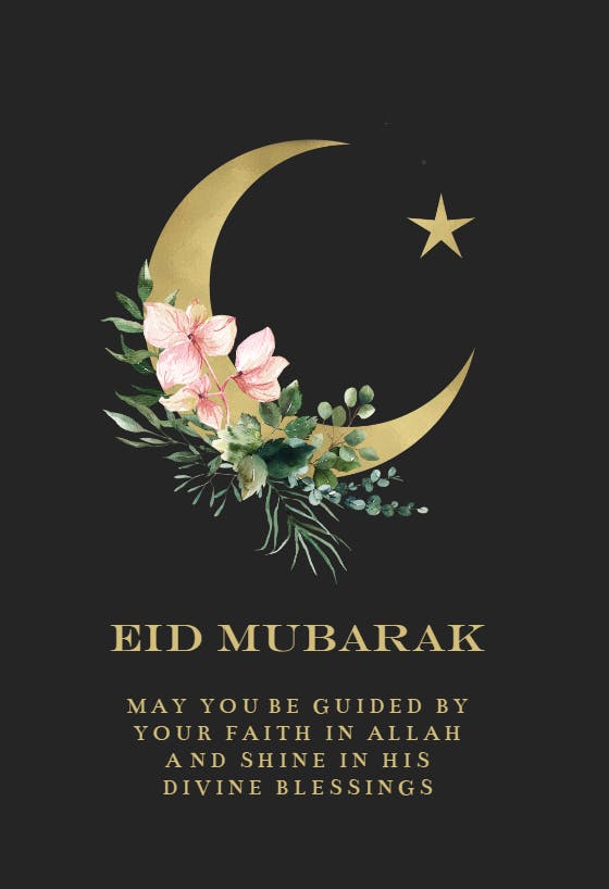 Golden moon with flowers - ramadan card
