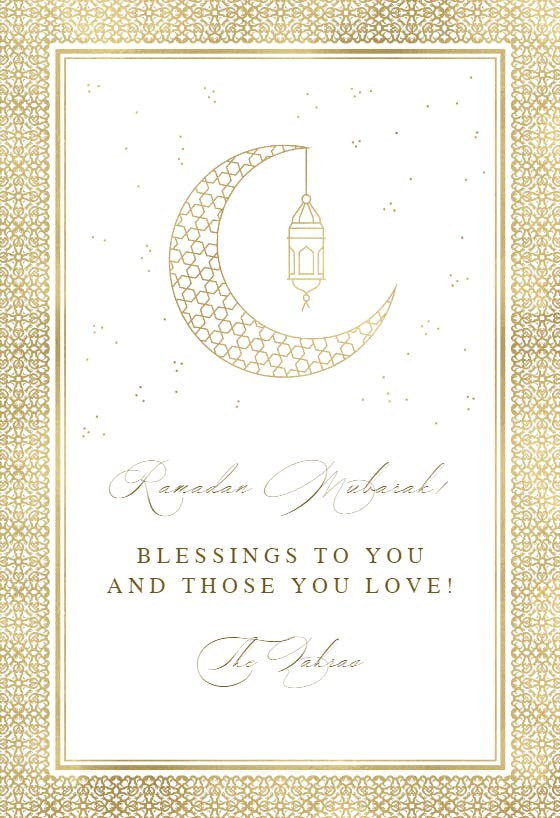 Golden ornament frame -  tarjeta de ramadán