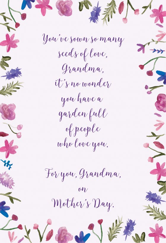 Grandma seeds of love - tarjeta de día festivo