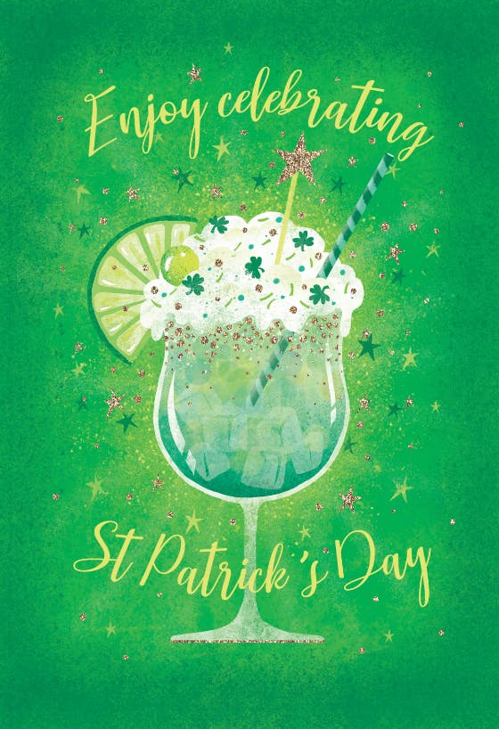 Green cocktail -  tarjeta de san patricio
