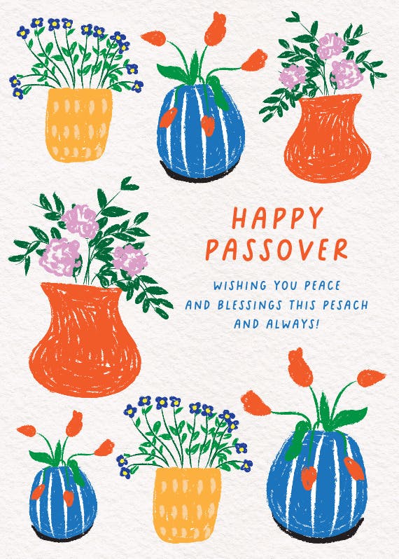 Hand-drawn vases -  tarjeta de la pascua judía