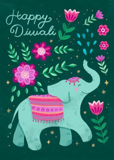 Happy elephant - diwali card