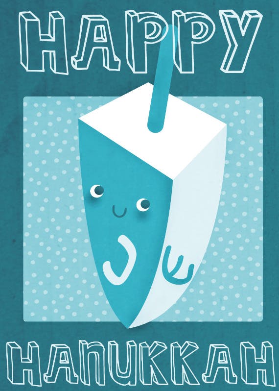 Happy hanukkah dreidel -  tarjeta para imprimir