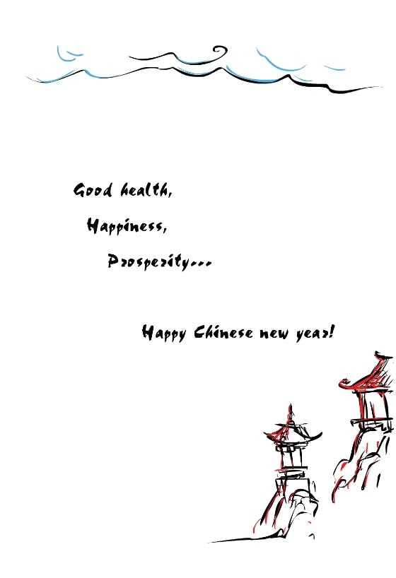 Health happiness prosperity -  tarjeta para el año nuevo chino