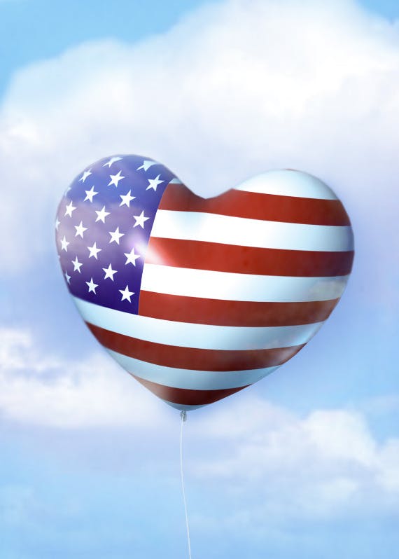 Heart balloon - 4th of july greeting card