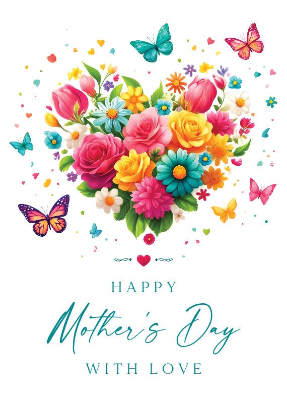 Heart florals -  tarjeta del día de la madre