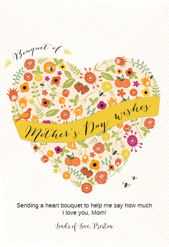 Heart sash - tarjeta del día de la madre