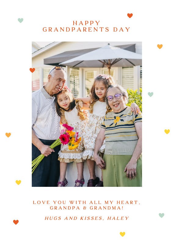 Hearts to you - grandparents day card