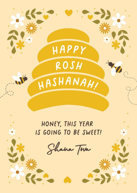 Honey bees -  tarjeta de rosh hashanah