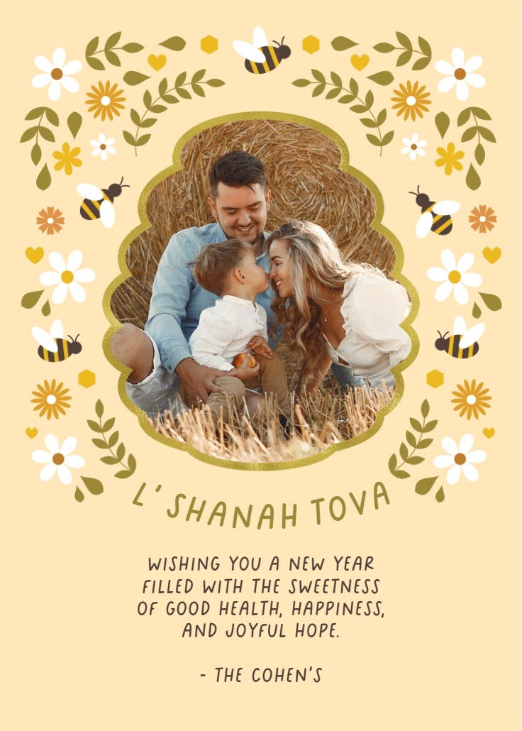 Honey bees florals photo - rosh hashanah card