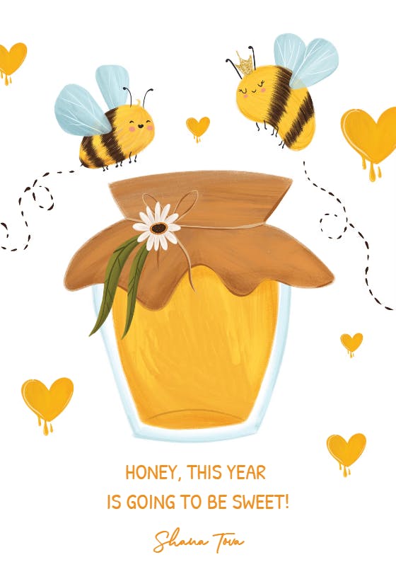 Honey jar -  tarjeta de rosh hashanah