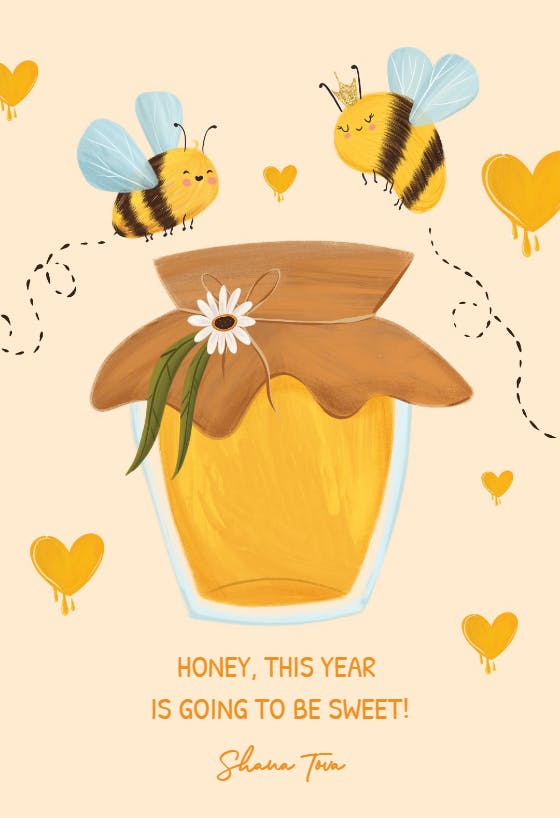 Honey jar -  tarjeta de rosh hashanah