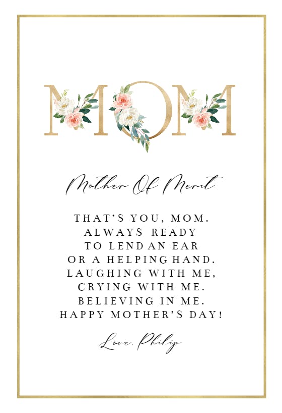 Honoring mom - mother's day card