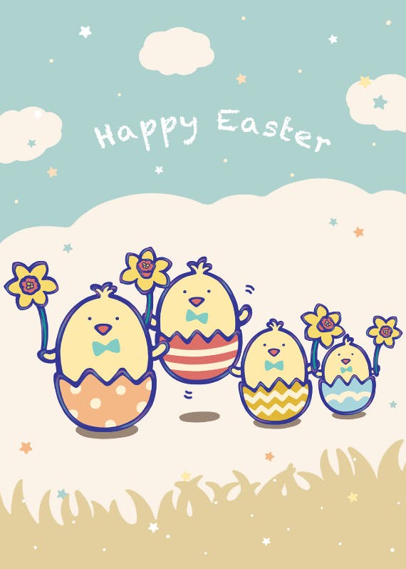 Joy peace and happiness - easter card