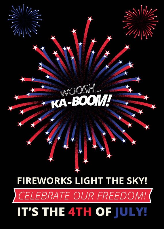 Ka boom night -  tarjeta del 4 de julio