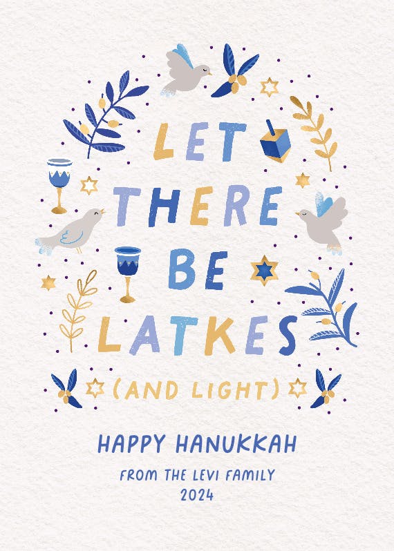 Let there be latkes - hanukkah card