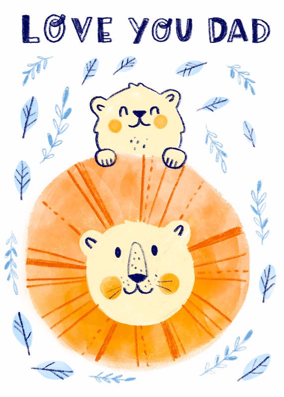 Lion and cub - tarjeta de cumpleaños