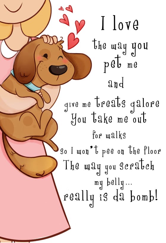 Love the way you pet me - mother's day card