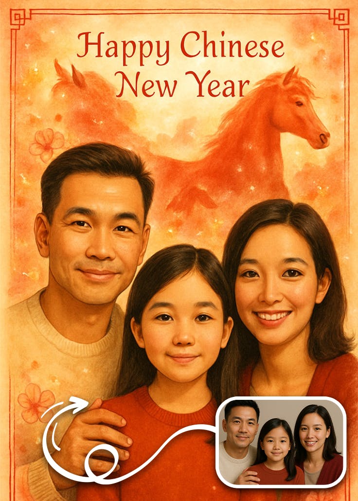Lucky horses - lunar new year card