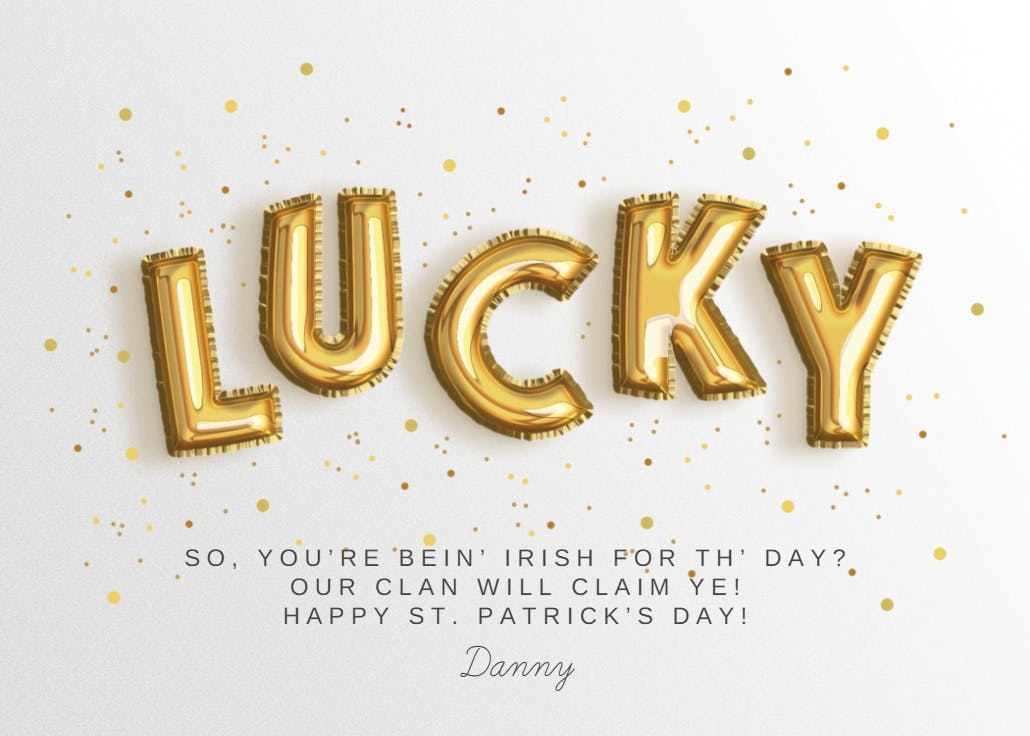Lucky letters -  tarjeta de san patricio