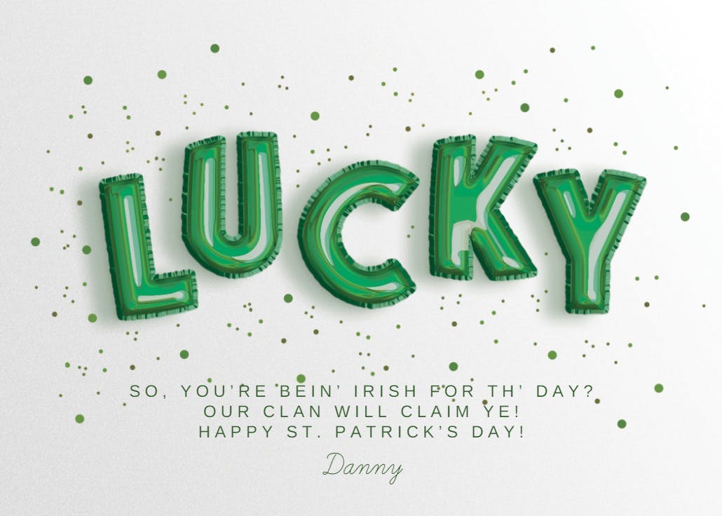Lucky letters -  tarjeta de san patricio