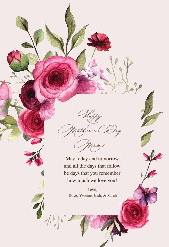 Magenta flowers -  tarjeta del día de la madre