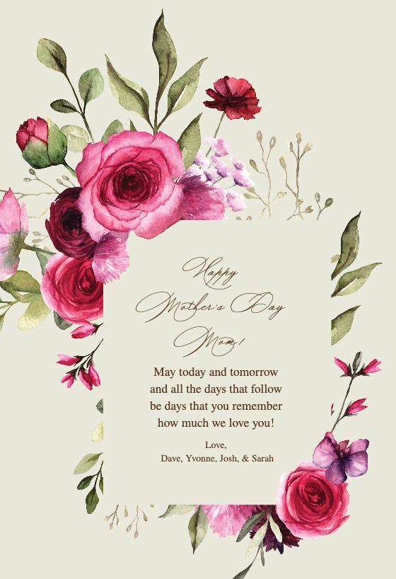 Magenta flowers - mother's day card