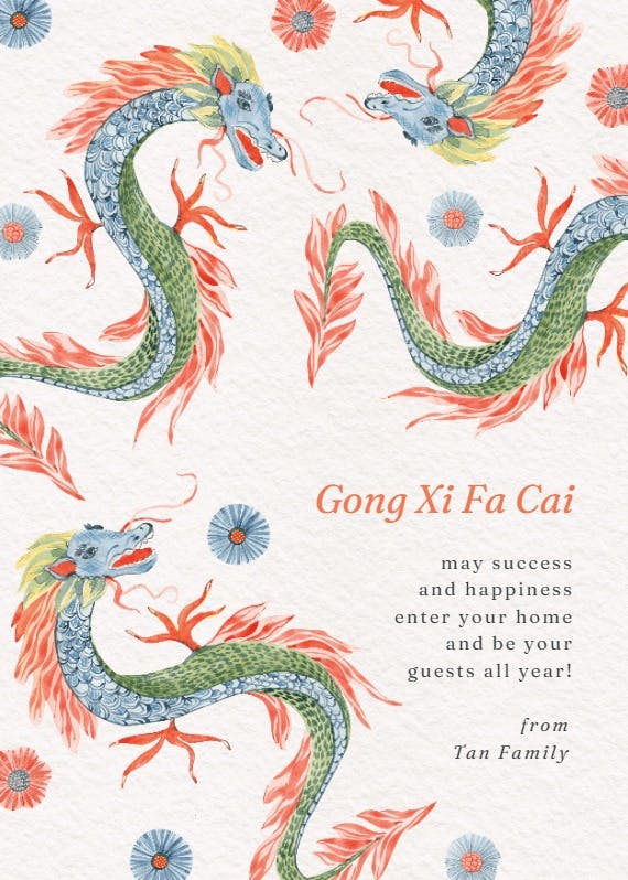 Magical dragons -  tarjeta para el año nuevo chino