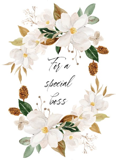 Magnolia blooms - boss day card