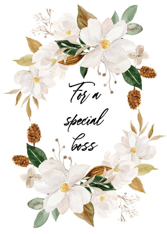 Magnolia blooms - boss day card