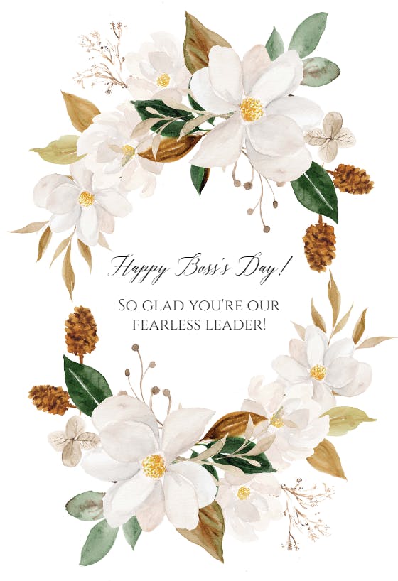 Magnolia flowers - boss day card